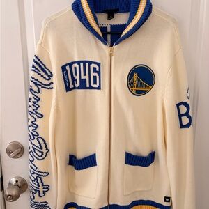 Golden State Warriors Cream and Blue Vintage Jacket